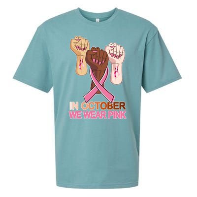 Hand In October We Wear Pink Breast Cancer Awareness Month TShirt Sueded Cloud Jersey T-Shirt