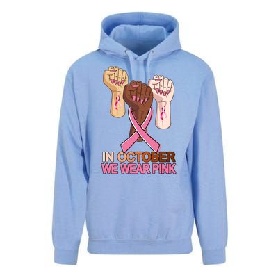 Hand In October We Wear Pink Breast Cancer Awareness Month TShirt Unisex Surf Hoodie