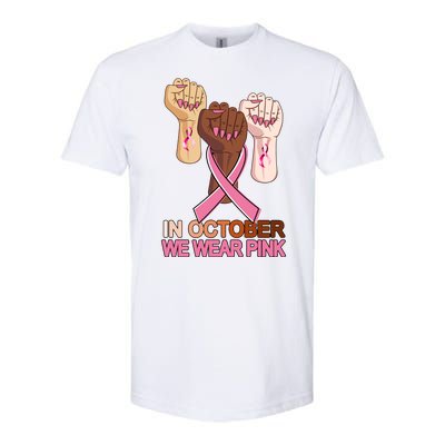 Hand In October We Wear Pink Breast Cancer Awareness Month TShirt Softstyle CVC T-Shirt