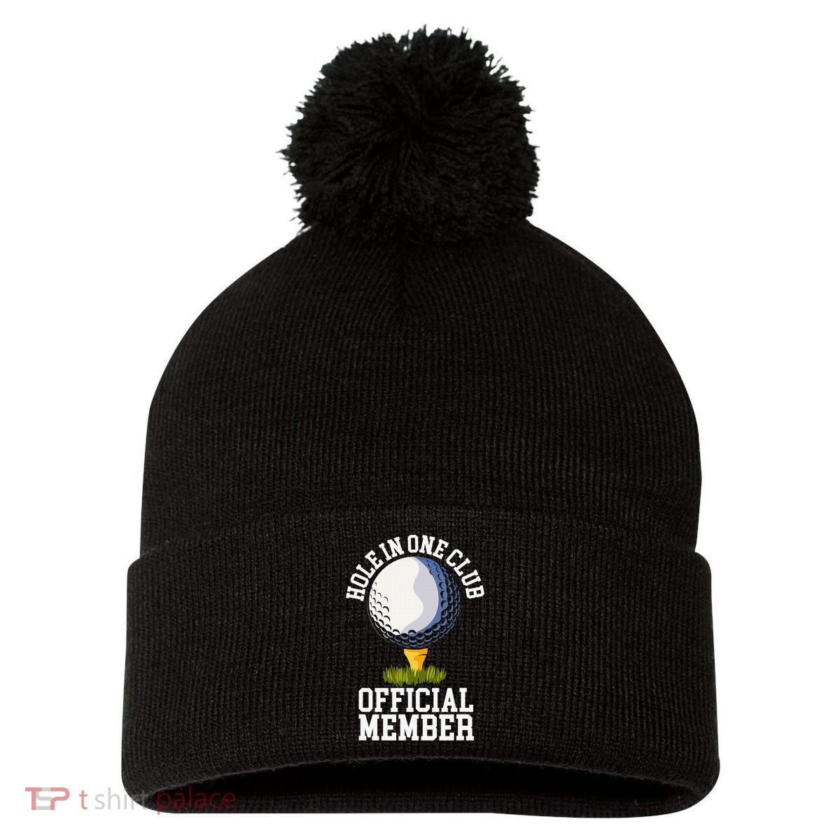 Hole In One Club Golfing Design For Golfer Golf Pom Pom 12in Knit Beanie