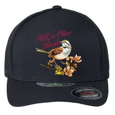 Hell Is Other People Retro Vintage Bird Flowers Flexfit Unipanel Trucker Cap