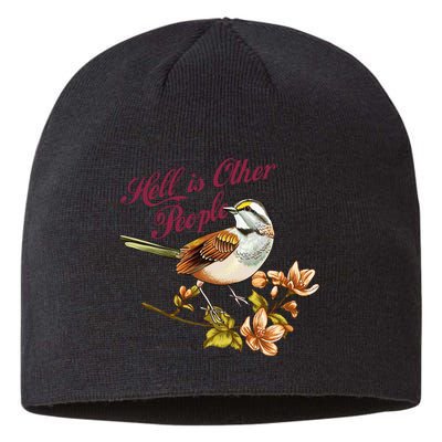 Hell Is Other People Retro Vintage Bird Flowers Sustainable Beanie