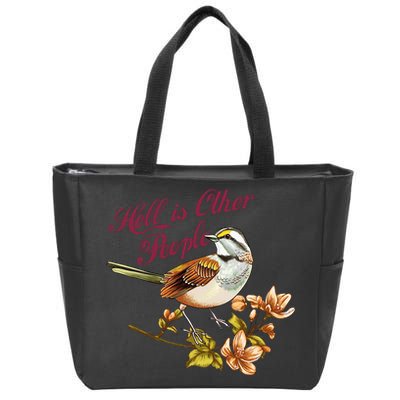 Hell Is Other People Retro Vintage Bird Flowers Zip Tote Bag