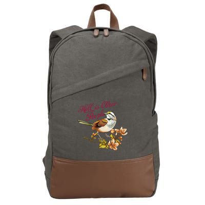 Hell Is Other People Retro Vintage Bird Flowers Cotton Canvas Backpack