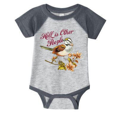 Hell Is Other People Retro Vintage Bird Flowers Infant Baby Jersey Bodysuit