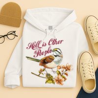 Hell Is Other People Retro Vintage Bird Flowers Hoodie