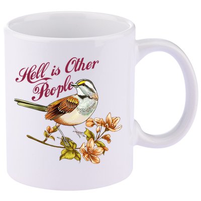 Hell Is Other People Retro Vintage Bird Flowers 11oz C Handle Ceramic Mug