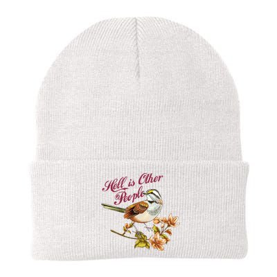 Hell Is Other People Retro Vintage Bird Flowers Beanie