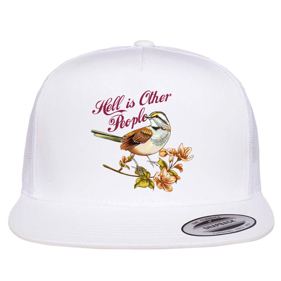 Hell Is Other People Retro Vintage Bird Flowers Flat Bill Trucker Hat