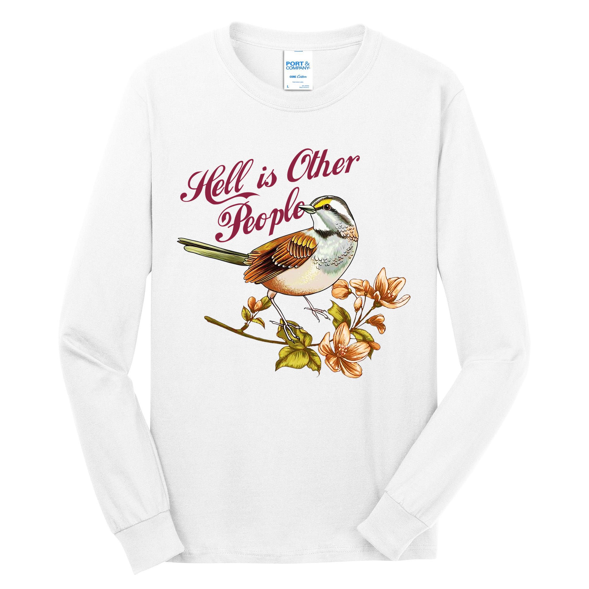 Hell Is Other People Retro Vintage Bird Flowers Tall Long Sleeve T-Shirt