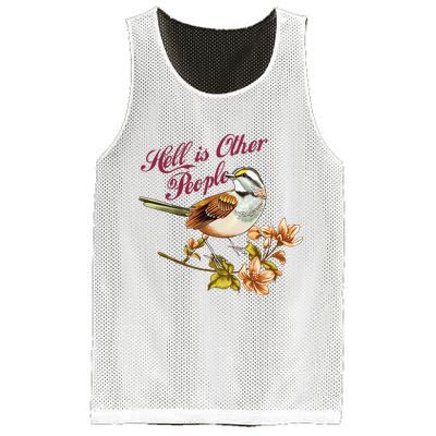 Hell Is Other People Retro Vintage Bird Flowers Mesh Reversible Basketball Jersey Tank