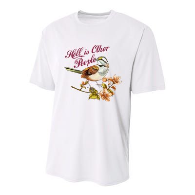 Hell Is Other People Retro Vintage Bird Flowers Youth Performance Sprint T-Shirt