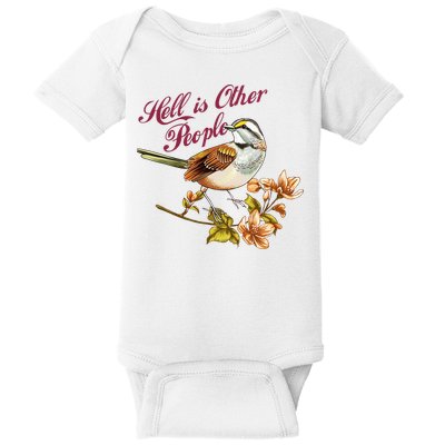 Hell Is Other People Retro Vintage Bird Flowers Baby Bodysuit