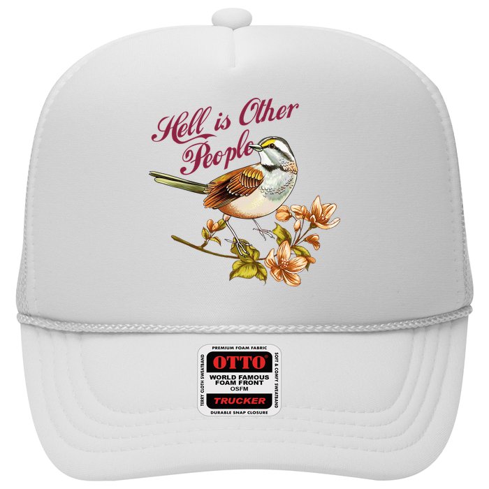 Hell Is Other People Retro Vintage Bird Flowers Hat