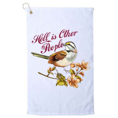 Hell Is Other People Retro Vintage Bird Flowers Golf Towel