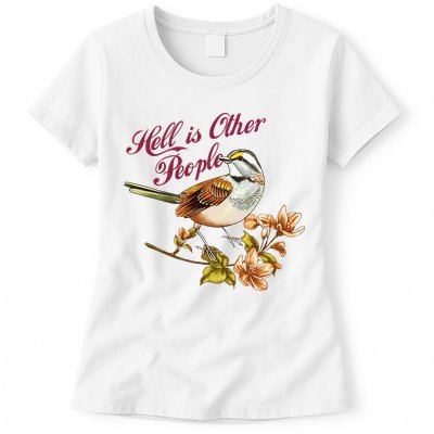 Hell Is Other People Retro Vintage Bird Flowers Womens T-Shirt