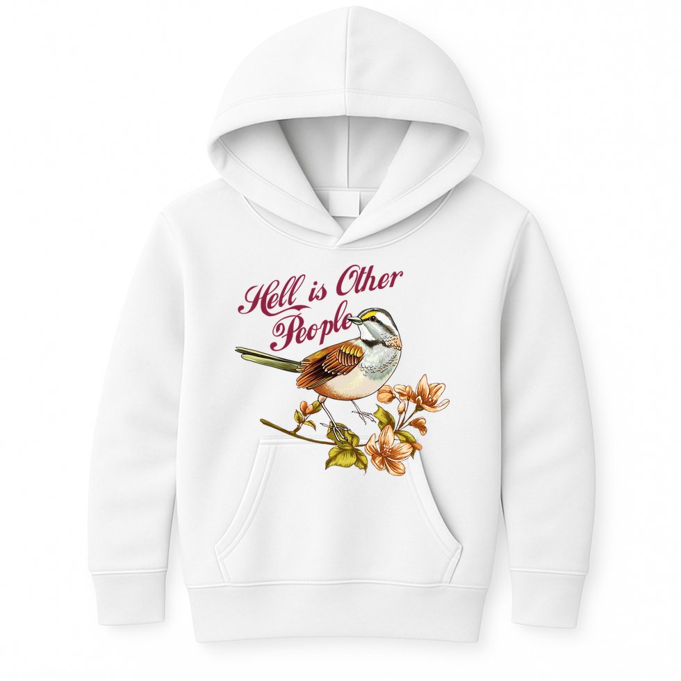 Hell Is Other People Retro Vintage Bird Flowers Kids Hoodie