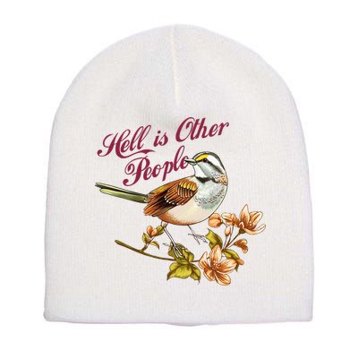 Hell Is Other People Retro Vintage Bird Flowers Short Acrylic Beanie