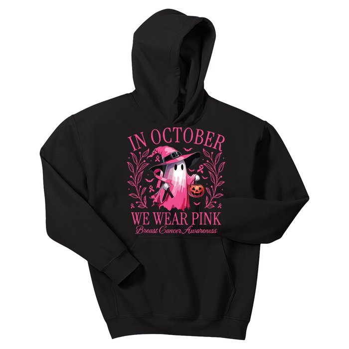 Halloween In October We Wear Breast Cancer Awareness Kids Hoodie