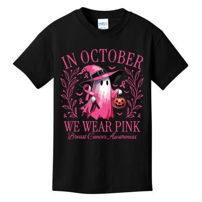 Halloween In October We Wear Breast Cancer Awareness Kids T-Shirt