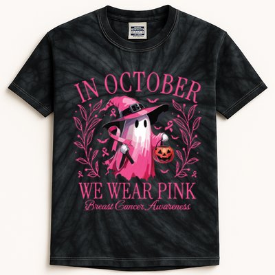 Halloween In October We Wear Breast Cancer Awareness Kids Tie-Dye T-Shirt