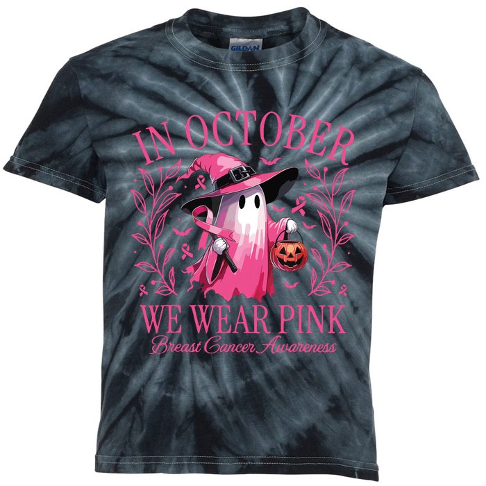 Halloween In October We Wear Breast Cancer Awareness Kids Tie-Dye T-Shirt