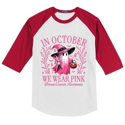 Halloween In October We Wear Breast Cancer Awareness Kids Colorblock Raglan Jersey