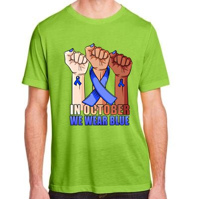 Hand In October We Wear Blue Colon Cancer Awareness Month Cool Gift Adult ChromaSoft Performance T-Shirt