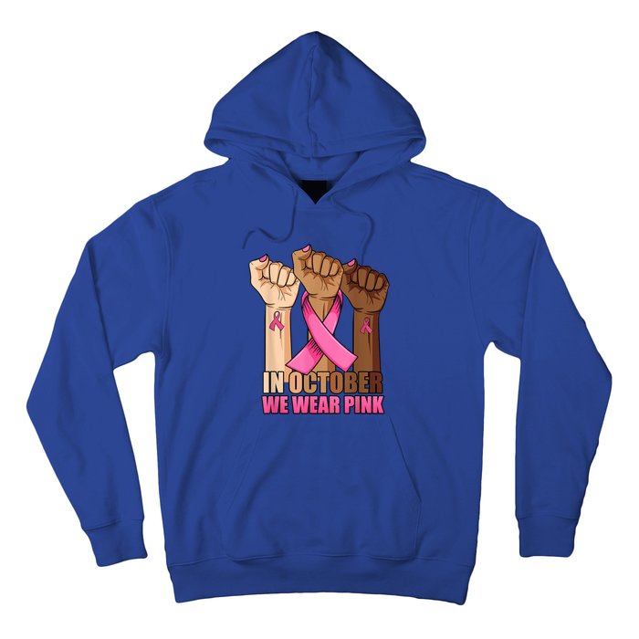 Hand In October We Wear Breast Cancer Awareness Month Gift Hoodie