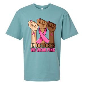 Hand In October We Wear Breast Cancer Awareness Month Gift Sueded Cloud Jersey T-Shirt