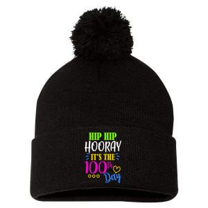 HIP HIP Hooray Its The 100th Day Of School  Pom Pom 12in Knit Beanie