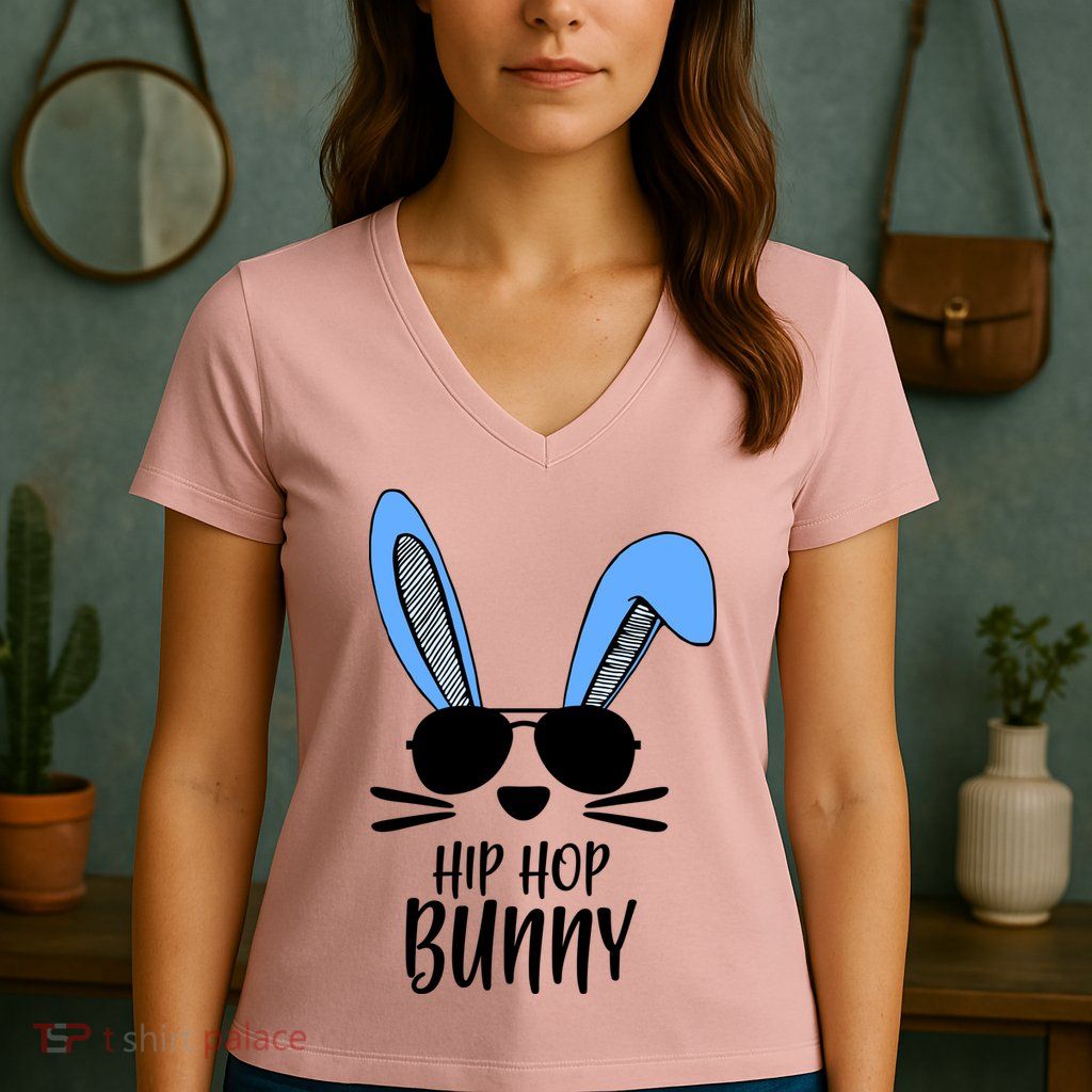 Hip Hop Bunny Women's V-Neck T-Shirt