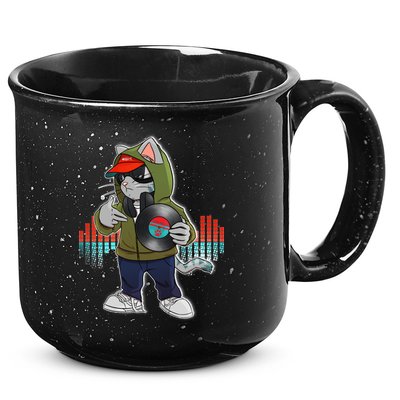 Hip Hop DJ Cat Catnip Records 15oz Campfire Ceramic Mug
