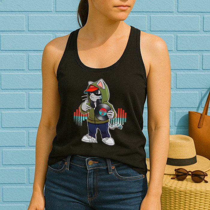 Hip Hop DJ Cat Catnip Records Womens Tank Top