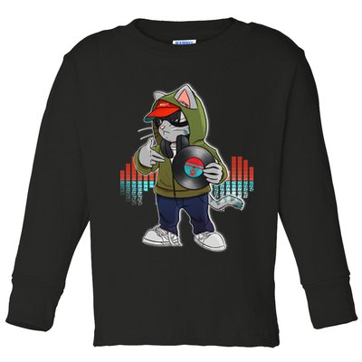 Hip Hop DJ Cat Catnip Records Toddler Long Sleeve Shirt