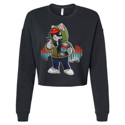 Hip Hop DJ Cat Catnip Records Cropped Pullover Crew