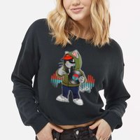 Hip Hop DJ Cat Catnip Records Cropped Pullover Crew