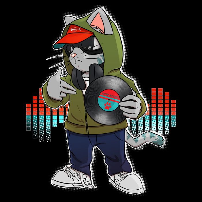 Hip Hop DJ Cat Catnip Records Cropped Pullover Crew