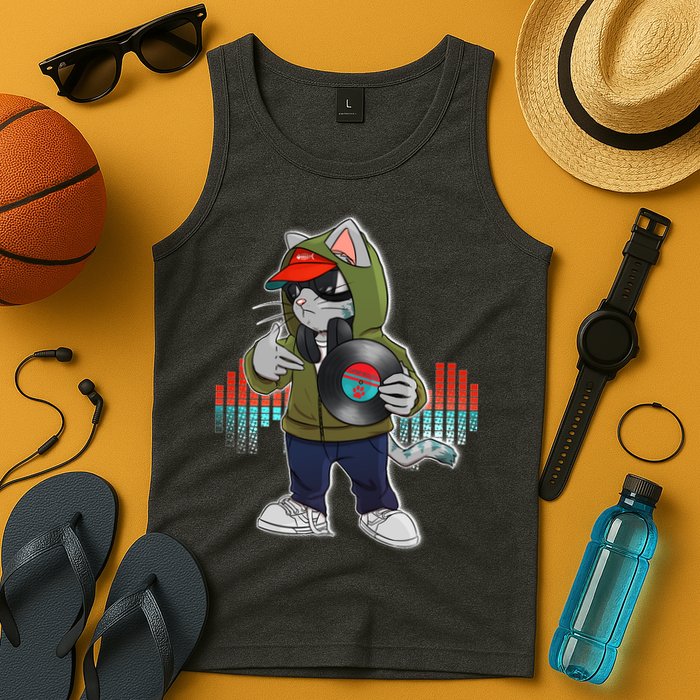Hip Hop DJ Cat Catnip Records Tank Top
