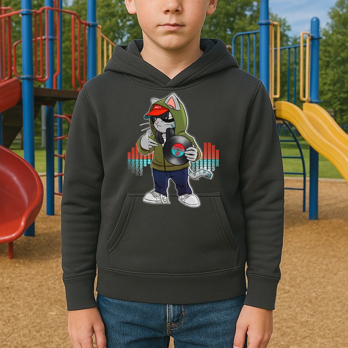 Hip Hop DJ Cat Catnip Records Kids Hoodie