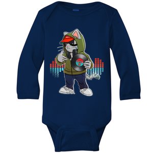 Hip Hop DJ Cat Catnip Records Baby Long Sleeve Bodysuit