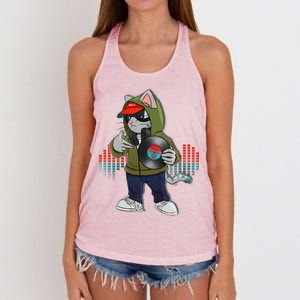 Hip Hop DJ Cat Catnip Records Women's Knotted Racerback Tank