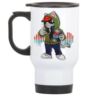 Hip Hop DJ Cat Catnip Records Stainless Steel Travel Mug