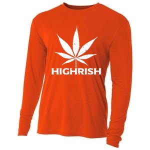 Highrish Irish Pot Leaf St Pattys Day Stoner Gift Cooling Performance Long Sleeve Crew