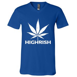 Highrish Irish Pot Leaf St Pattys Day Stoner Gift V-Neck T-Shirt