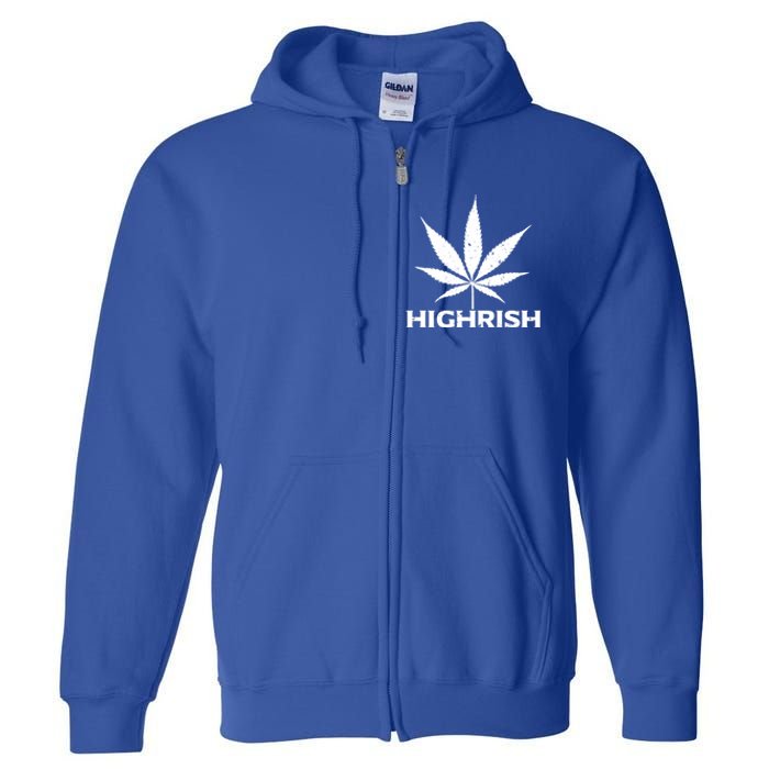 Highrish Irish Pot Leaf St Pattys Day Stoner Gift Full Zip Hoodie