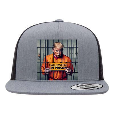 Halloween In Prison Funny Usa Political Flat Bill Trucker Hat