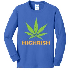 Highrish Irish Pot Leaf St Pattys Day Stoner Gift Kids Long Sleeve Shirt