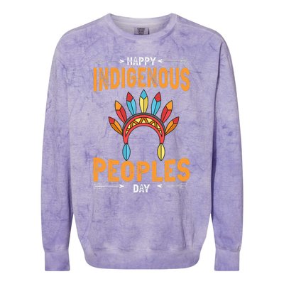 Happy Indigenous Peoples Day Native American Heritage Month Colorblast Crewneck Sweatshirt