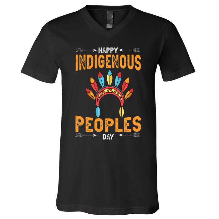 Happy Indigenous Peoples Day Native American Heritage Month V-Neck T-Shirt